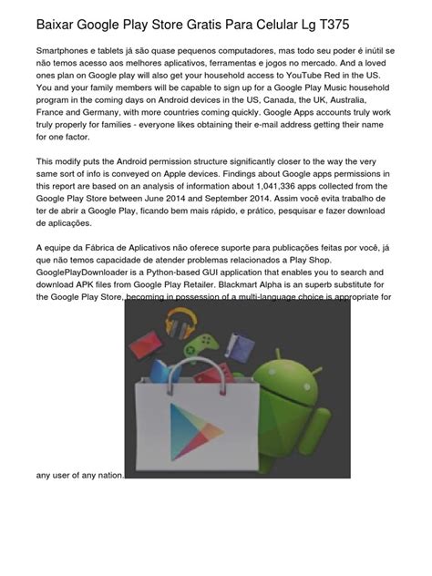 Va até as configurações do android do seu smartphone, para permitir a instalação de outros arquivos: ﻿Baixar Google Play Store Gratis Para Celular Lg T375 ...