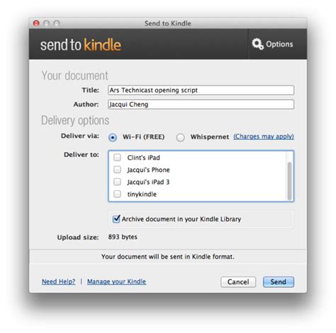 Patches to supported other distributions are welcome. Amazon releases "Send to Kindle" desktop software for the ...
