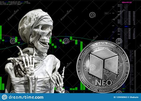 Can it live up to its hype? Coin Cryptocurrency NEO And Skeletonon A Background Chart ...