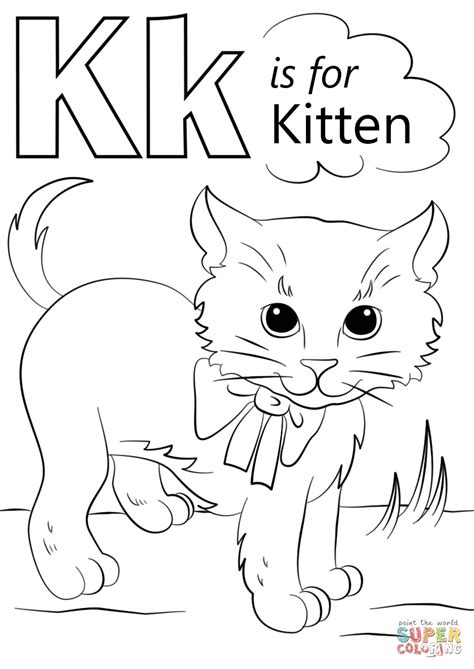 Color the letter k coloring page. Letter K is for Kitten coloring page | Free Printable ...