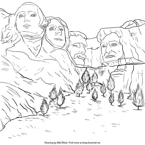 You are free to share or adapt it for any purpose, even commercially under the following terms: Mount Rushmore coloring page - I Love Mel