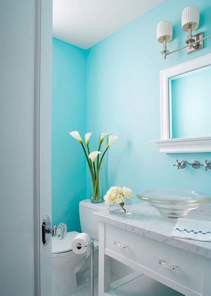 Cat dealers now have the technology to match colors that you bring to them. Delightful aqua powder room with walls of aqua blue as ...