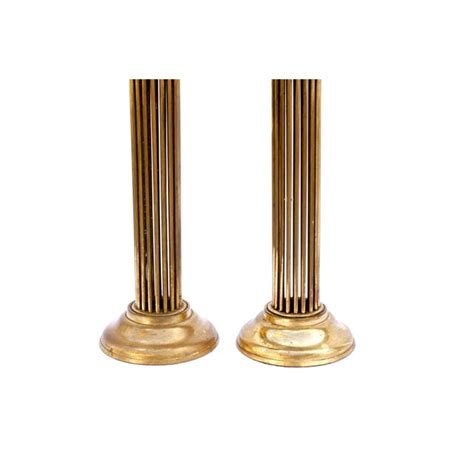 Vintage handmade brass candle stick holder with blue dotted base. Tall Vintage Solid Brass Pillar Candle Holders - a Pair ...