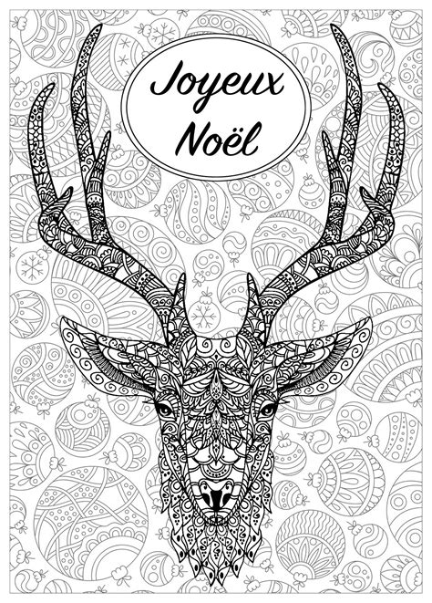 A imprimer pour faire des coloriages. Renne noel avec texte - Noël - Coloriages difficiles pour adultes