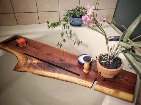 Sold and shipped by the lakeside collection. Live Edge Walnut Bath Caddy (With images) | Bath caddy ...