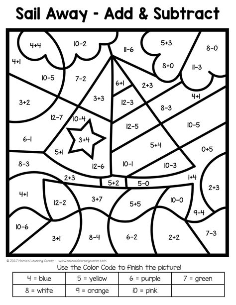 Color by number kindergarten math worksheets and numbers activity sheets. Summer Color By Number Worksheets - Mamas Learning Corner