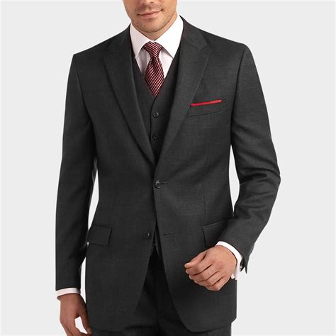 One can find new tuxedos of different colors and styles, wedding suits, shirts, pants and other accessories like ties, cummerbunds. Joseph & Feiss Gold Vested Suit, Charcoal Plaid - Classic ...