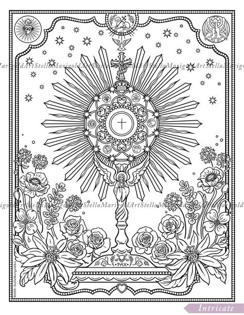 Great mouse practice for toddlers, preschool kids, and elementary students. Monstrance with Passion Flowers Coloring Page | Etsy ...