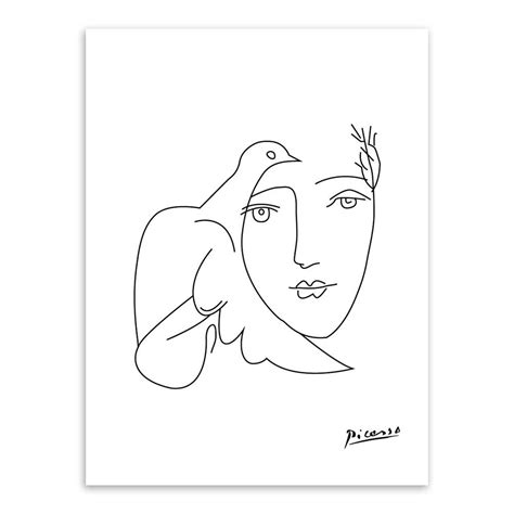 Famous line drawings as one line wh. Modern Picasso Minimalist Abstract Line Drawing Canvas Art ...