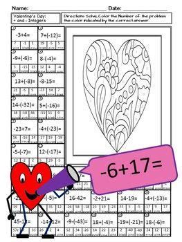 Add and subtract integers on a number line using dynamic arrows. Valentine Math Color By Number: Add and Subtract Integers ...