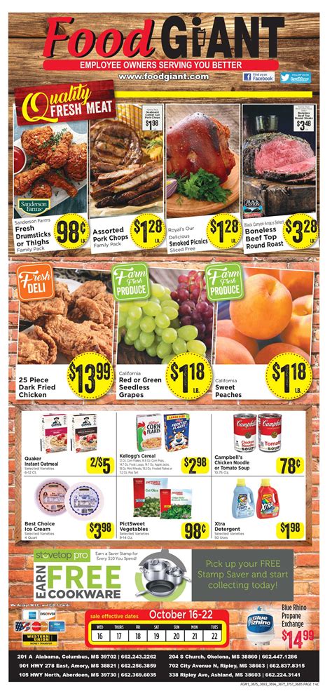 Prices and select sale items may vary by location. Food Giant - Weekly Ad - Mississippi - 10/16/19 | us ...