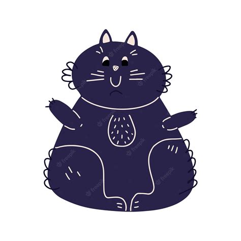 Cartoon Fat Black Cat