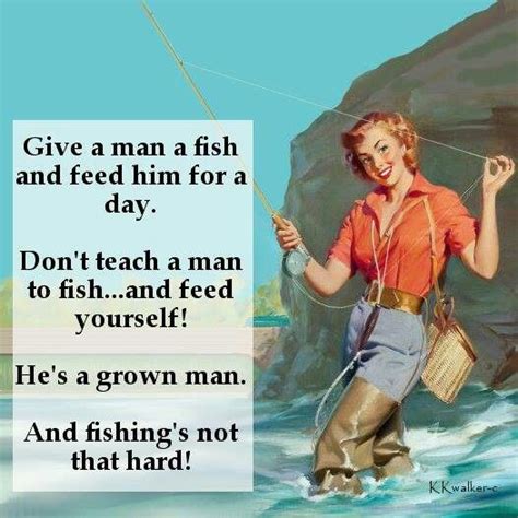 The young continued to watch the couple. Don't teach a man to fish. He's a grown man, fishing's not ...