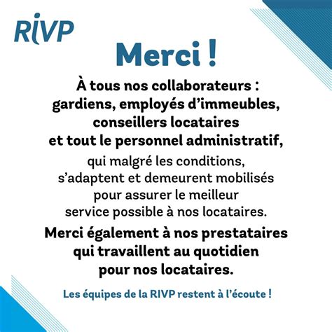 Merci à nos collaborateurs et à nos prestataires ! - RIVP - Régie ...