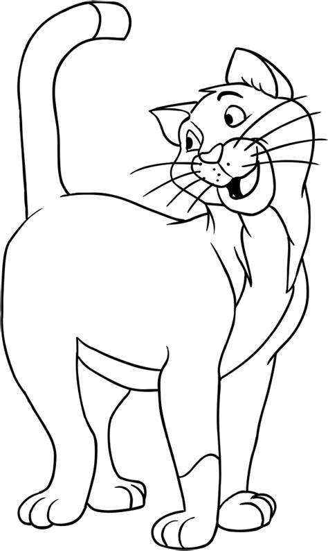 Free cat coloring pages is a page with cat drawings as print out coloring pages, free to use for birthdays or just a good time with friends and kids. O'Malley of Aristocats coloring pages