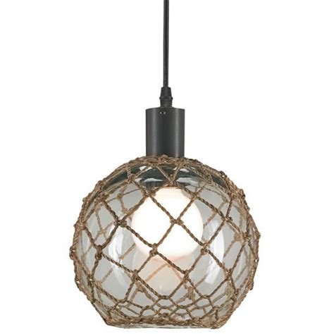 Yobo lighting vintage glass pendant light with hemp rope. Seaglass Globe Float Pendant w/ Natural Abaca Weave ...