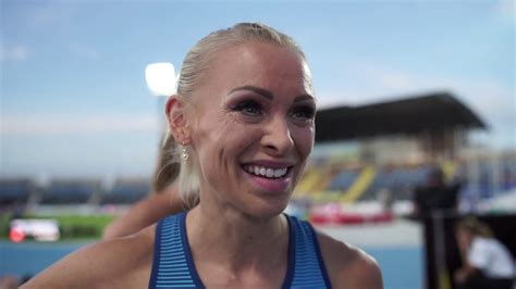 @clemsonuniv @universityofga @sdsu @yourstmarys masters. Annimari Korte (FIN) after Round 1 of the 100m Hurdles ...