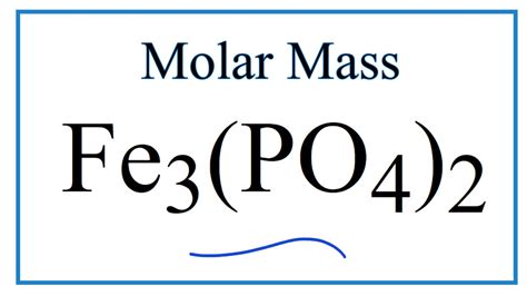 Molar mass of cr is 51.99610 ± 0.00060 g/mol compound name is chromium. Molar Mass of Fe3(PO4)2: Iron (III) phosphate - YouTube