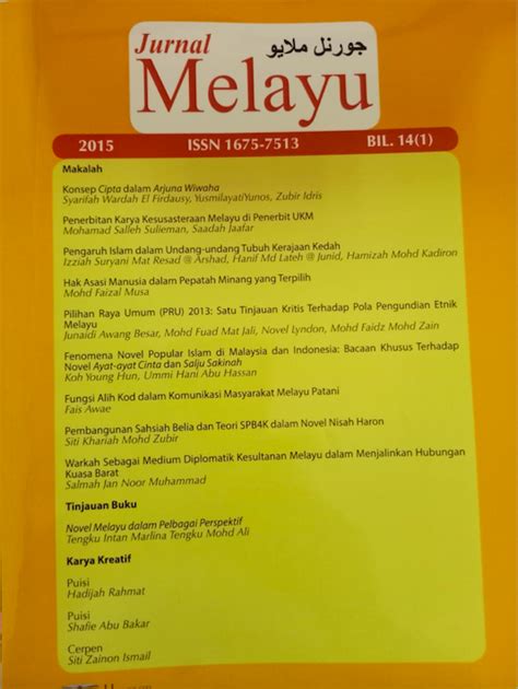 0%0% found this document useful, mark this document as useful. Jurnal Melayu | Pusat Kajian Bahasa, Kesusasteraan dan ...