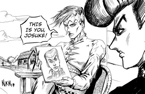 Koichi was stabbed by the arrow, but due to not having the necessary fighting spirit, should have died; Fanart Josuke vs Rohan - by NKN : StardustCrusaders