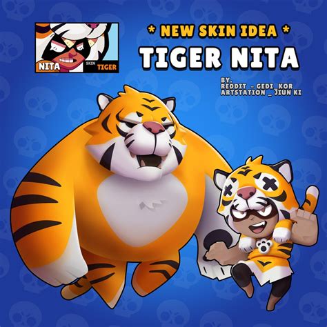 Aquí muestro mis dibujos feos(para mí) pero para ustedes nosé uwu. Skin Idea Tiger Nita !!! : Brawlstars