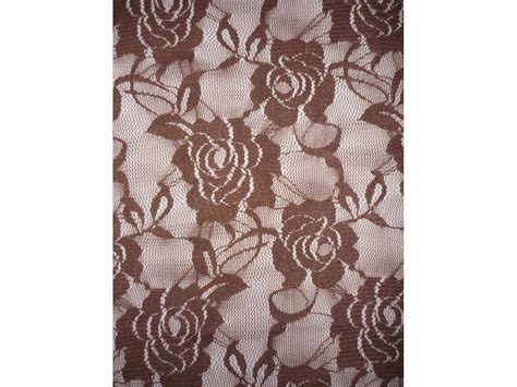 Lace Rose Flower Stretch Fabric- Mocha Brown Q963 MCH
