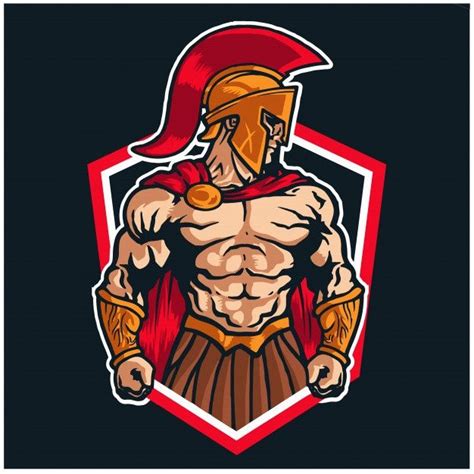 Clipart picture of a warrior knight cartoon mascot logo character. Logotipo Espartano Da Mascote Do Guerreiro in 2020 ...