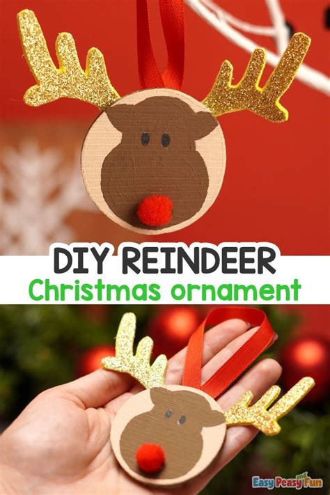 Reindeer christmas decorations indoor ideas for kids. Reindeer Wooden Slice Ornaments - Easy Peasy and Fun in ...