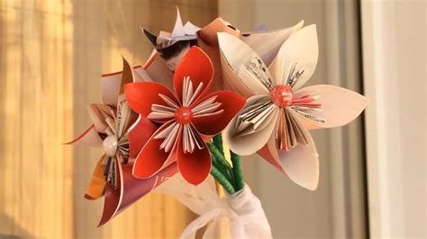 Paper flower origami wedding bouquet beach ocean theme lilies | etsy. Paper Flower Bouquet DIY, Origami Flower Tutorial - YouTube