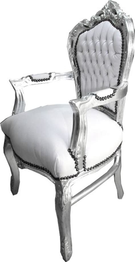 Dieser stuhl mit armlehne bringt komfort und eleganz in ihr wohnzimmer, ihr esszimmer oder ihren arbeitsbereich. Casa Padrino Barock Esszimmer Stuhl mit Armlehnen Weiß ...