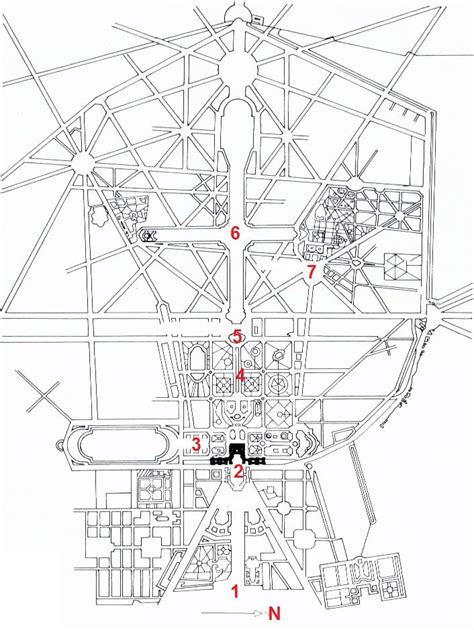 Plan of Versailles, France, begun 1661, by Le Nôtre and Le ...