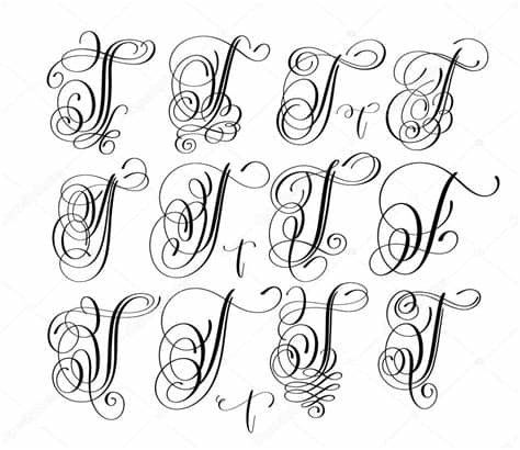 It's flowing curves and slim weight makes it great for big text blocks or simple headlines. Caligrafía Letras script font T set, escrito a mano ...