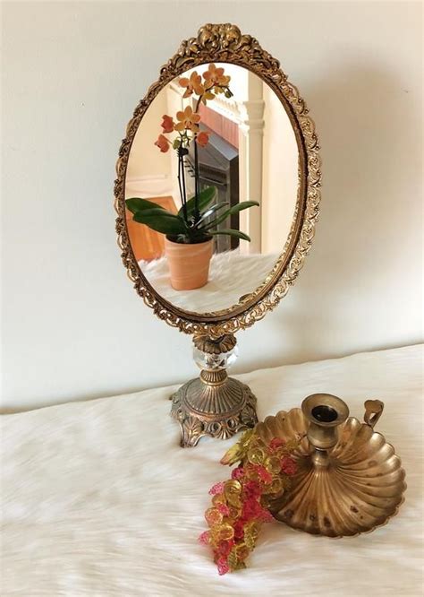 Get it now on amazon.com. Vintage Ornate Brass Standing Makeup Vanity Mirror ...
