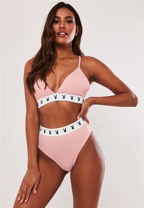 Plus questions from our community. Playboy x Missguided Pink Playboy Taped Triangle Bra ...