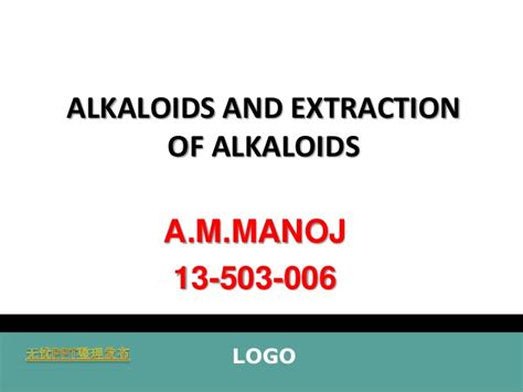 Acid base extraction demonstrated by mark niemczyk, phd. alkaloids and extraction of alkaloids