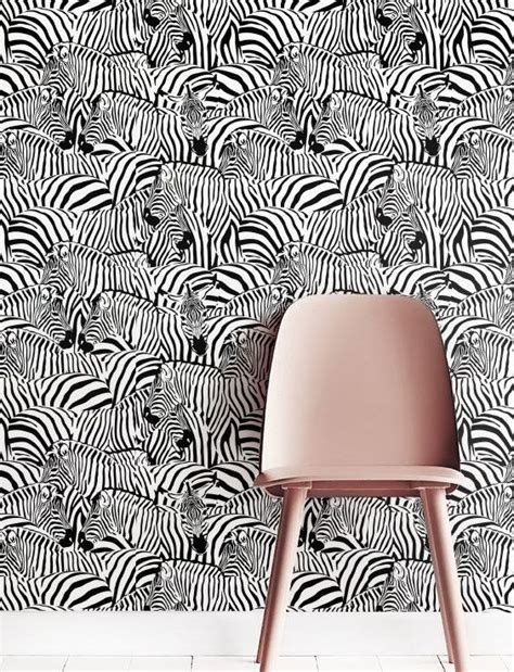 Zebra print Wallpaper, Removable Wallpaper, Self-adhesive Wallpaper, Tropical Wall Décor, Jungle ...