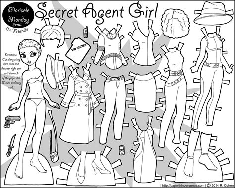 Maybe you would like to learn more about one of these? secret-agent-paper-doll-marisole-black-white.png (1500× ...