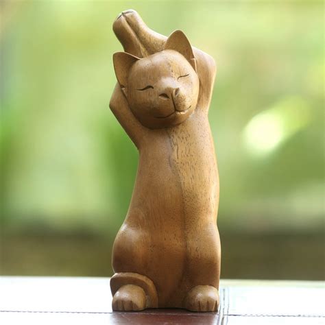 An instructional yoga video series. UNICEF Market | Balinese Wooden Cat Sculpture - Yoga Kitty ...