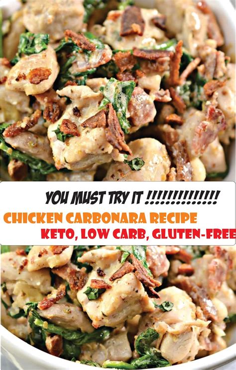 Season chicken with salt and pepper. CHICKEN CARBONARA RECIPE - KETO, LOW CARB, GLUTEN-FREE ...