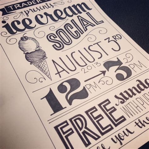 Stylish ice cream, vector illustration. Ice Cream Social Flyer | Ice cream social, Ice cream ...