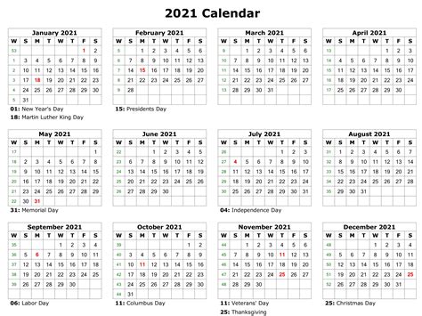 Take prints and share it with the peoples in the office and the neighbors. Yearly 2021 Calendar with Holidays - Free Printable 2020 ...