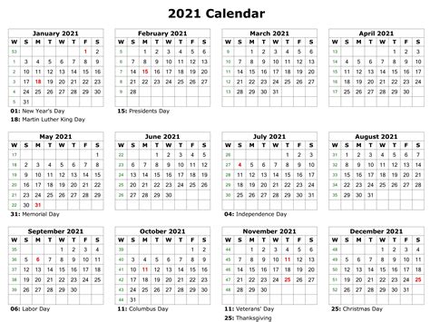 In fact, without the calendar people can't manage life in a proper way. Yearly 2021 Calendar with Holidays - Free Printable 2020 ...