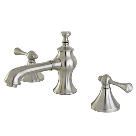 It is made of brass and comes with a chrome finish and provides a stunning gloss and innate versatility. Kingston Brass English Lever 8 in. Widespread 2-Handle Mid ...