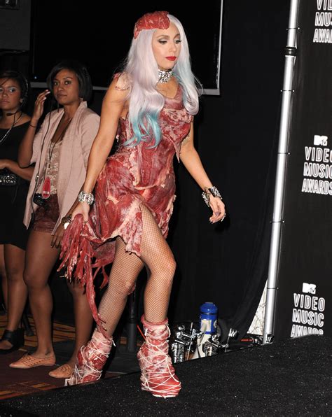 The marry the night singer, 26, shared a twitter photo taken during her born this way ball in tokyo monday, featuring the pop star wearing yet another meat dress. You can now literally eat Lady Gaga's meat dress, in case ...