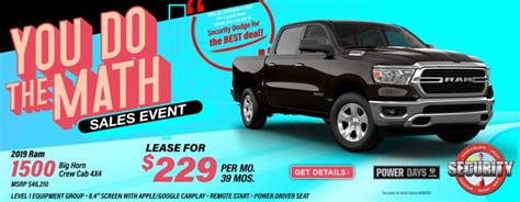2019 Ram 1500 Big Horn Lease Specials | Security Dodge ...