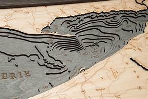 Lake Erie Wood Carved Topographic Depth Chart Map Etsy Canada
