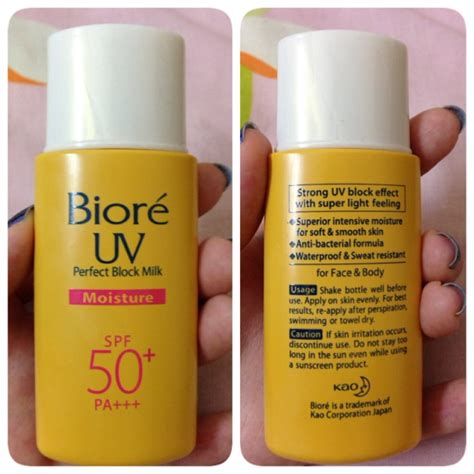 Original set kao biore smooth uv perfect milk spf 50 + pa++++ 40 ml sunscreen for face and body with original sakura compressed hand towel. Biore Uv Perfect Milk Sunscreen Ingredients : Review The ...