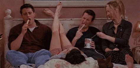 Joey and chandler are friendship goals. Joey, Monica, Chandler & Phoebe: "We could eat the wax ...