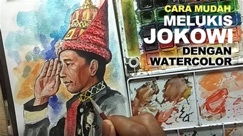 Cara melukis cat air siluet gradasi malam cara melukis cat dengan air ini menggunakan teknik wet on dry. #watercolor #painting #portrait #jokowi #president # ...