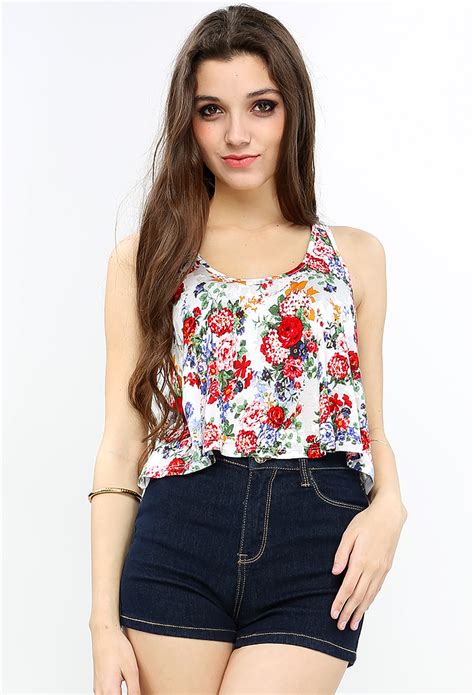 Customize your avatar with the japanese floral crop top and millions of other items. Floral Pattern Crop Top | Shop at Papaya Clothing